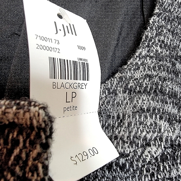 NEW j jill women's large petite snap button jacket gray blac blazer suit - Picture 2 of 15